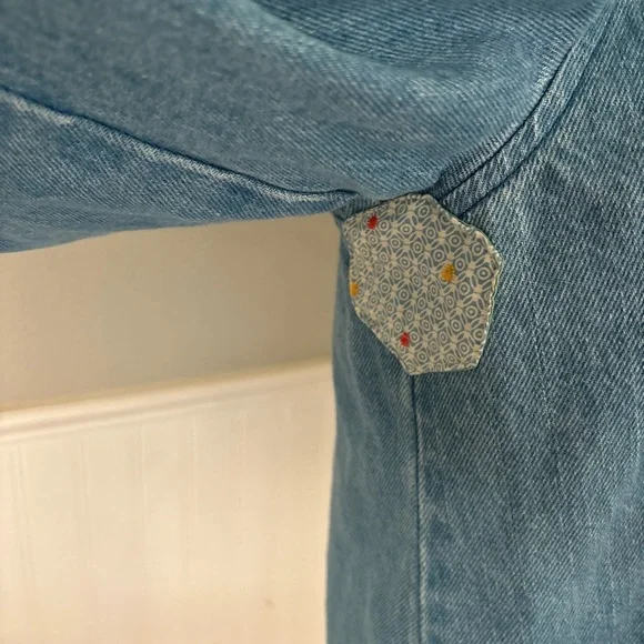 Carleen x Anthropologie Denim Jacket with Vibrant Patchwork - Large - Picture 6 of 8